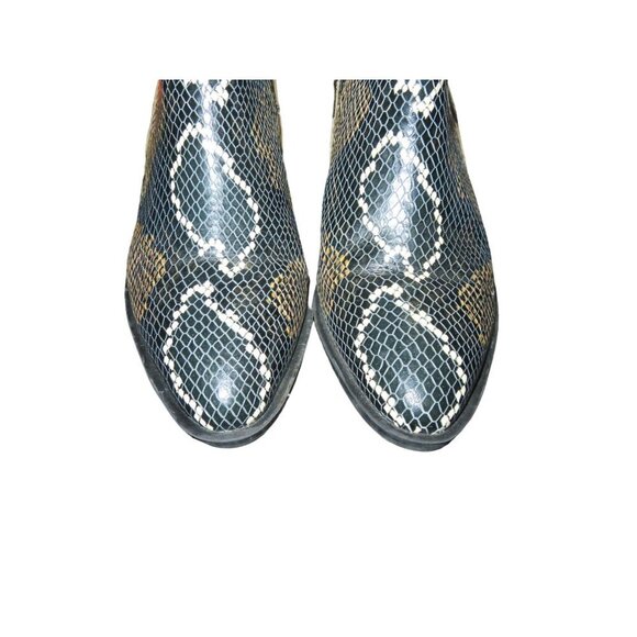 Crown Vintage Python Embossed Leather Chelsea Chunky Heel Ankle Boots size 7.5 - Picture 3 of 10